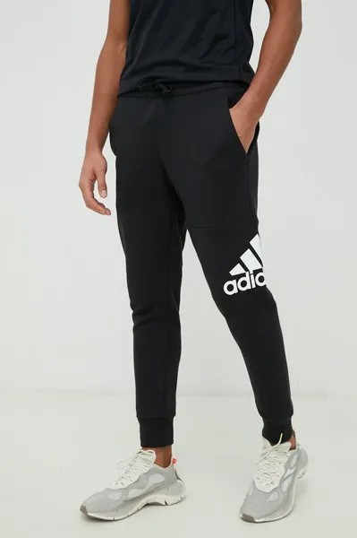 Хлопковые спортивные штаны adidas, черный