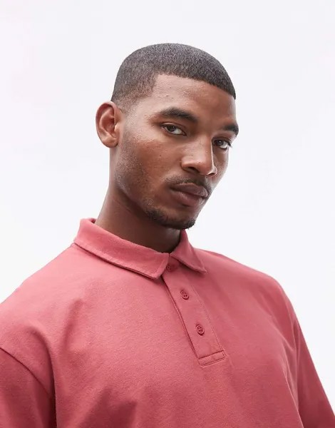 Выцветшая красная рубашка-поло свободного кроя Topman
