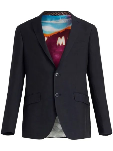 ETRO однобортный пиджак строгого кроя, черный