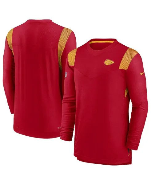 Мужская красная футболка с длинным рукавом kansas city chiefs sideline в тон с логотипом performance player Nike, красный