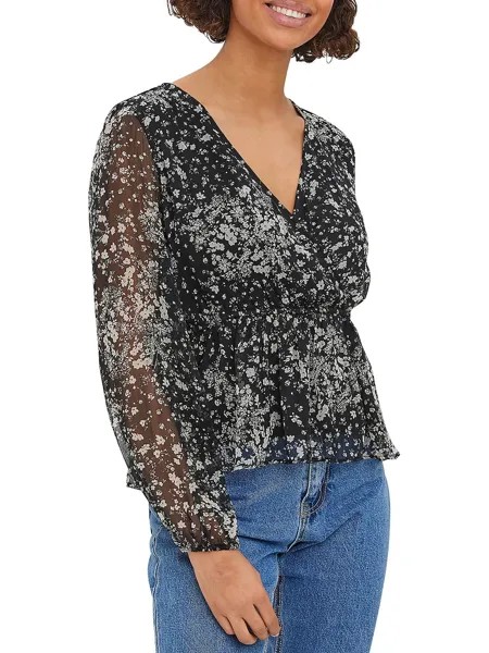 Женский осенний пуловер с цветочным принтом Vero Moda, цвет Black/Hilma