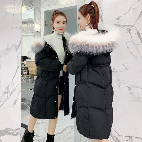 Длинная зимняя куртка, женское пуховое пальто из хлопка, длинная стеганая куртка, корейские теплые женские куртки, парки для женщин 2020 KJ2895
