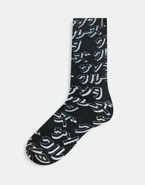 Черные носки с японским принтом Santa Cruz-Черный