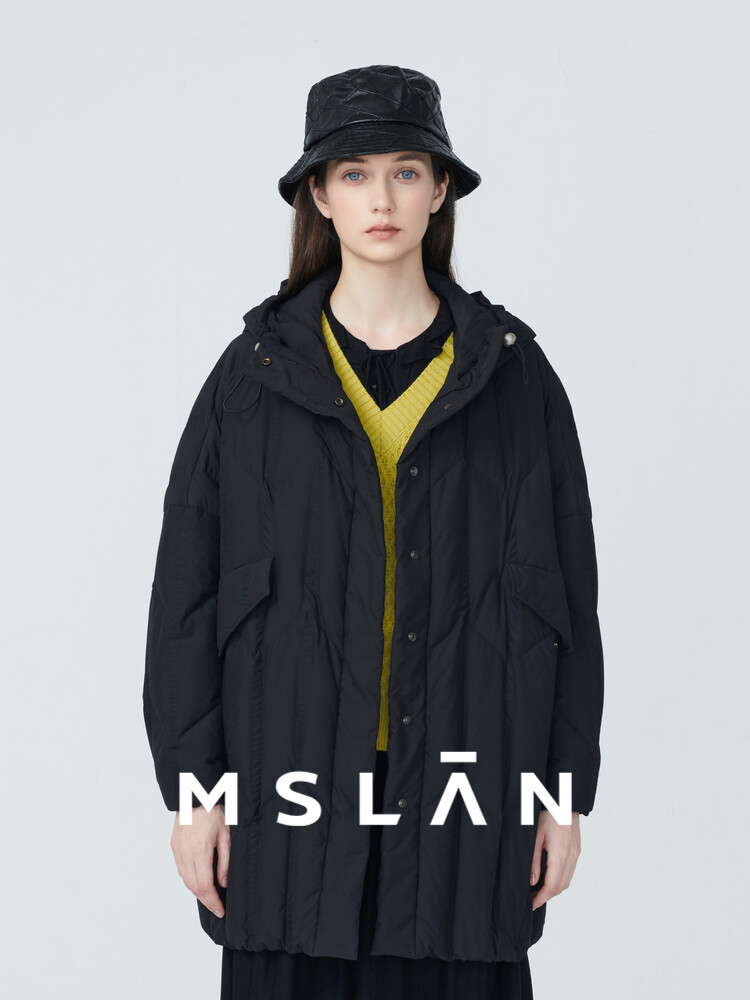 Пуховик зимний MSlan с капюшоном, черный