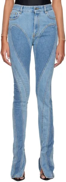 Синие джинсы со спиральным разрезом Mugler