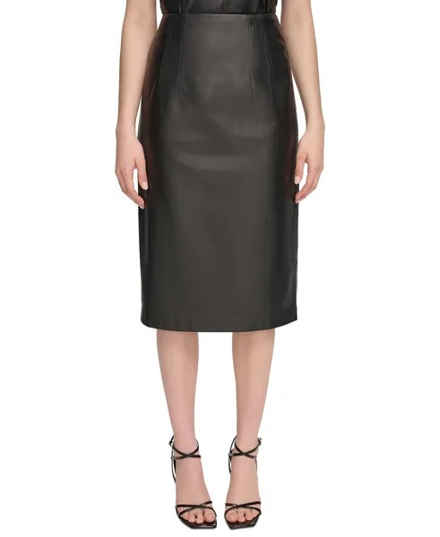 Женская юбка-миди из искусственной кожи Calvin Klein, черный