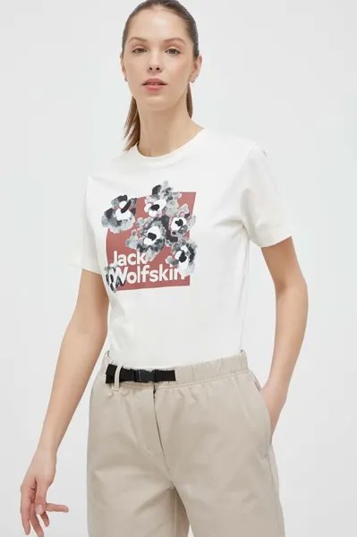 Хлопковая футболка 10 Jack Wolfskin, бежевый