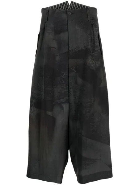 Укороченные брюки широкого кроя Yohji Yamamoto, черный
