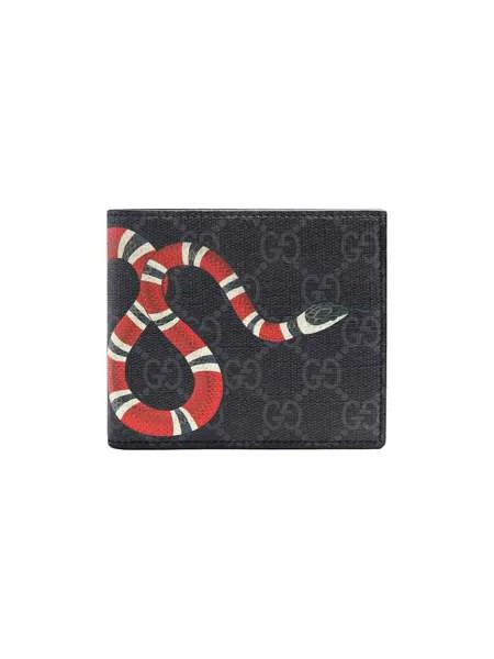 Gucci кошелек с принтом змеи 'GG Supreme'