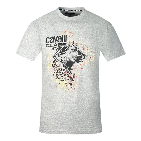 Серая футболка с леопардовым принтом Profile Design Cavalli Class, серый