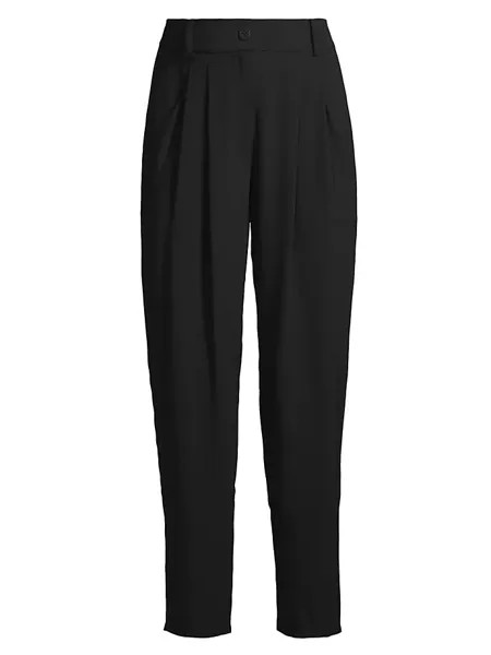 Плиссированные шелковые брюки-галифе до щиколотки Eileen Fisher, черный