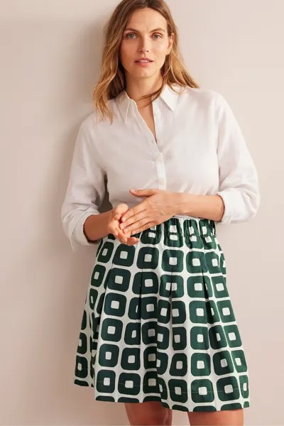 Плиссированная хлопковая юбка Boden, зеленый