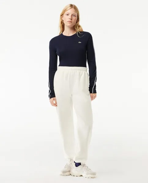Женские хлопковые спортивные штаны для джоггеров Lacoste, белый