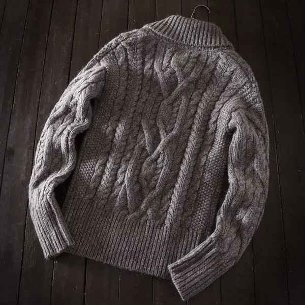 Утепленный мужской свитер, пуловер с воротником с цветочным принтом, вязаный теплый топ в Корейском стиле, Модный повседневный новый пулове...