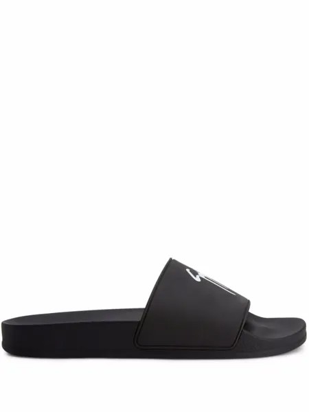 Giuseppe Zanotti шлепанцы Brett с логотипом, черный
