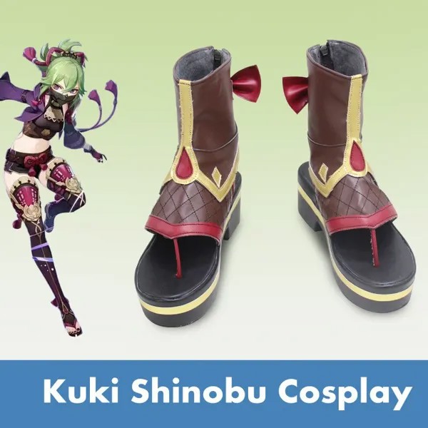 Обувь для косплея из игры Genshin Impact Kuki Shinobu, коричневые туфли, японские сапоги, женская обувь для косплея, Хэллоуин