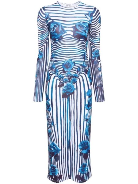 Jean Paul Gaultier платье миди Flower Body Morphing, белый