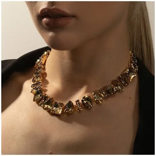Колье Queen Fair, стекло, длина 32 см, желтый