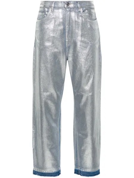 Elisabetta Franchi ламинированные джинсы бойфренды средней посадки, серебристый