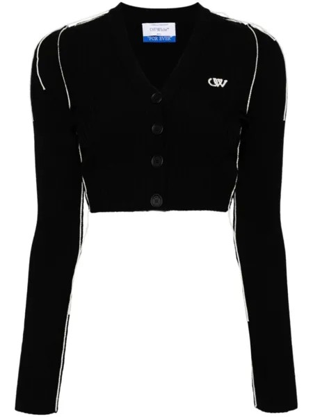 Off-White Ow logo V-neck cardigan, черный