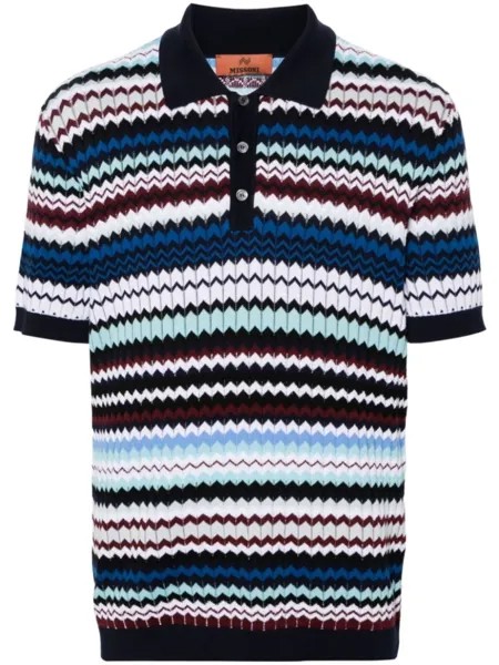 Missoni рубашка поло с узором зигзаг, синий