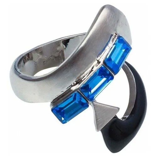 Кольцо WowMan Jewelry, кристалл, синий, серебряный