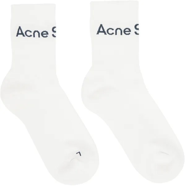 Белые носки в рубчик с логотипом Acne Studios