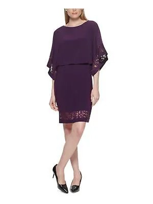 JESSICA HOWARD Женское фиолетовое короткое платье с рукавами «летучая мышь» на работу блузон 12