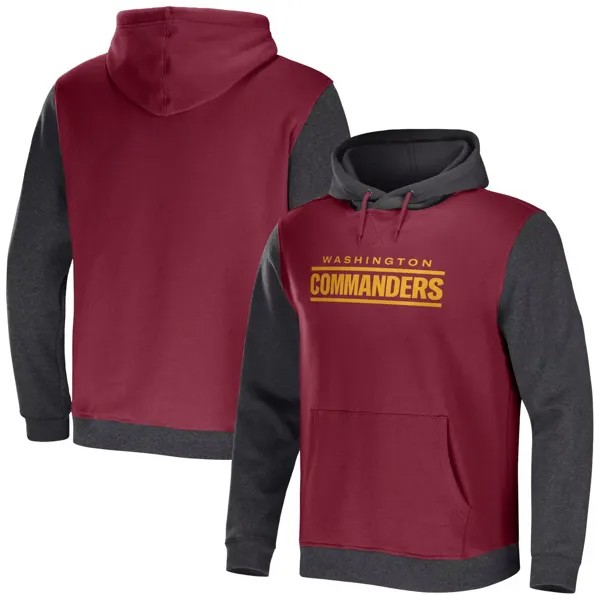 Мужская коллекция NFL x Darius Rucker от Fanatics бордовый/угольный пуловер с капюшоном Washington Commanders с цветными блоками