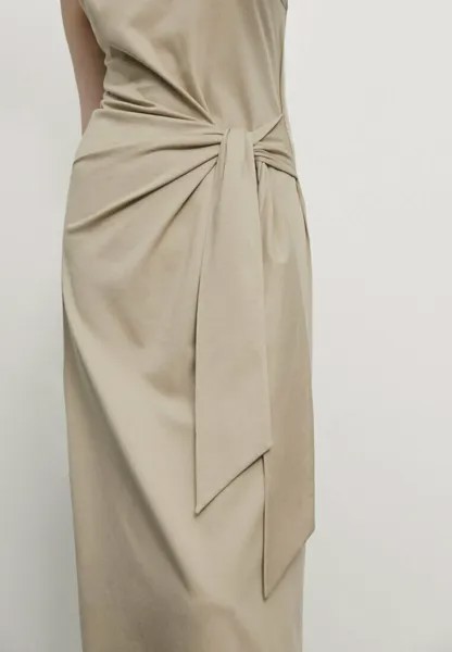 Платье из джерси Halterneck With Tie Detail Massimo Dutti, крапчатый бежевый