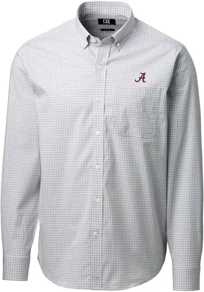 Мужская рубашка на пуговицах с длинными рукавами в клетку Cutter & Buck Alabama Crimson Tide Grey Anchor Gingham