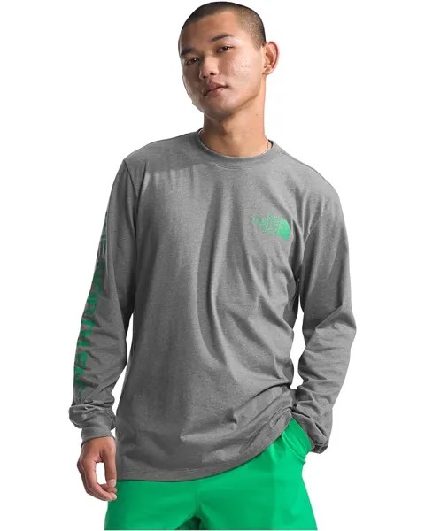 Футболка The North Face Long Sleeve Sleeve Hit Graphic, цвет TNF Medium Grey Heather/Optic Emerald