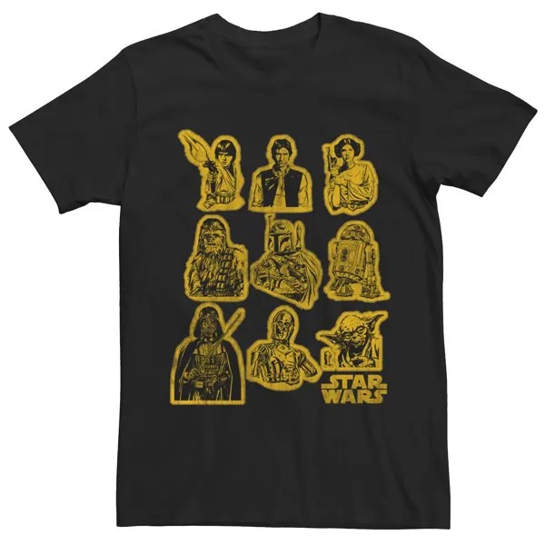 Мужская футболка с желтыми наклейками и персонажами Star Wars