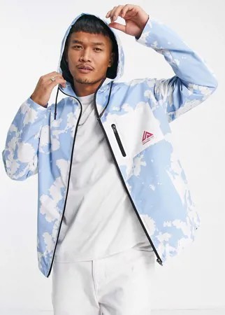Куртка-дождевик с капюшоном, принтом облаков и логотипом на груди ASOS DESIGN-Голубой