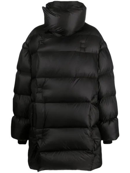 Rick Owens стеганое пальто с воротником-воронкой, черный