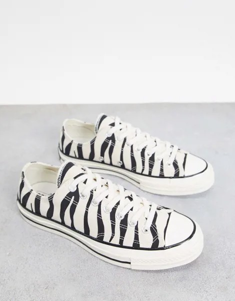 Черно-белые кеды с зебровым принтом Converse Chuck 70 Ox Archive-Черный
