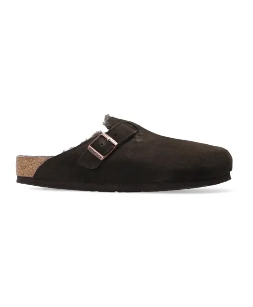 Замшевые шлепанцы Boston vl из овчины Birkenstock, коричневый