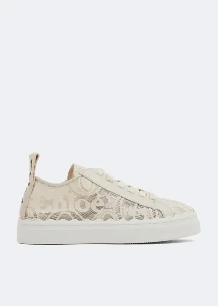 Кроссовки CHLOÉ Lauren lace sneakers, бежевый