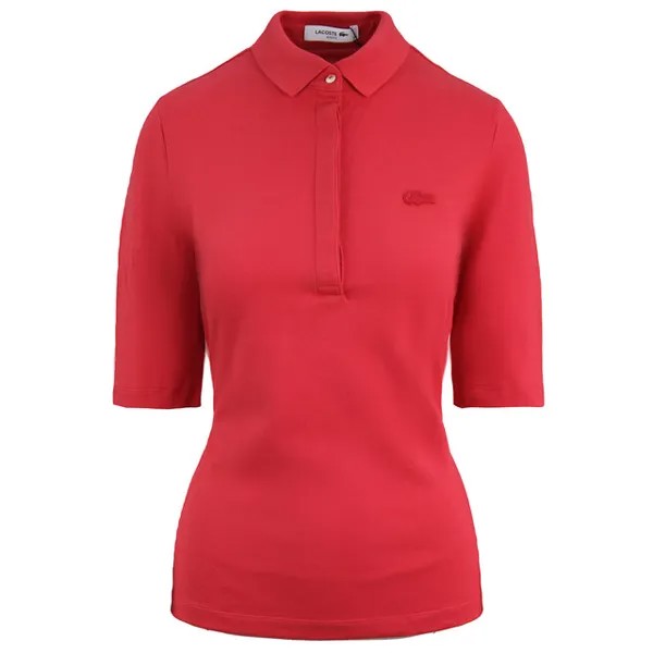 Облегающая женская рубашка-поло розового цвета Lacoste, розовый
