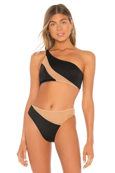 Топ бикини Norma Kamali Snake Mesh, цвет Black & Nude Mesh