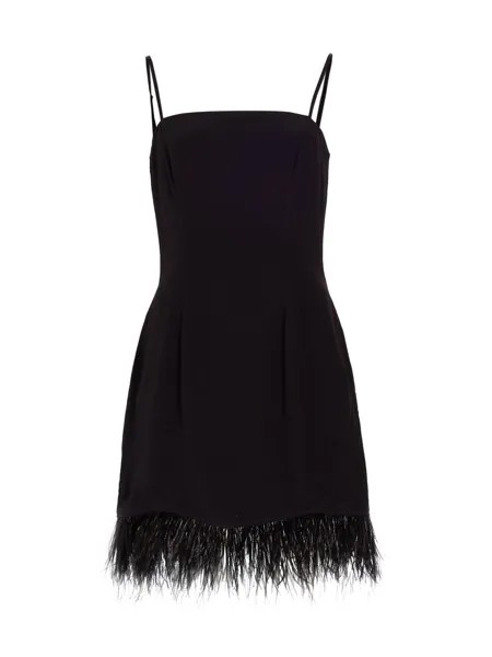 Мини-платье Mia с отделкой перьями HVN, черный
