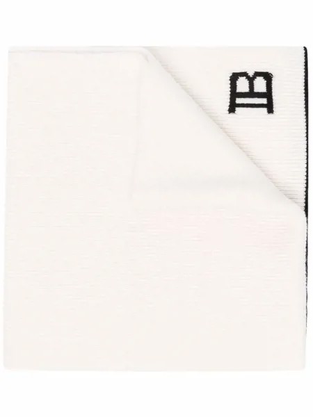 Balmain шарф в рубчик с логотипом