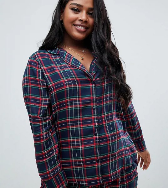 Рубашка в клетку ASOS DESIGN Curve-Темно-синий
