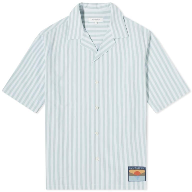 Рубашка Maison Kitsuné Stripe Vacation, светло-голубой