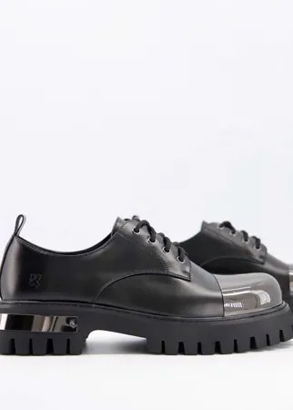 Туфли из экокожи на массивной подошве со шнуровкой и металлической отделкой Koi Footwear-Черный цвет