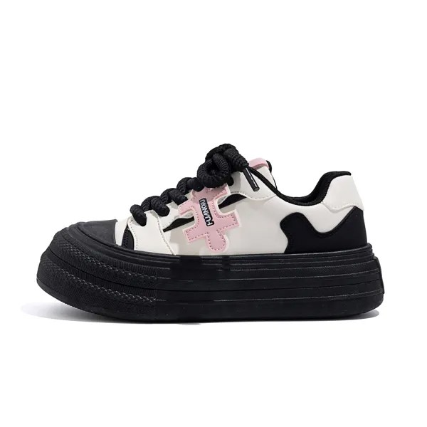 Кроссовки HUANQIU Skateboarding Shoes Women's Low-top Black, бежевый/черный