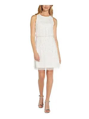 ADRIANNA PAPELL Женское платье-блузон без рукавов с белой подкладкой выше колена 10