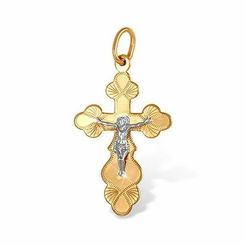 Крестик The Jeweller, красное золото, 585 проба, золотистый