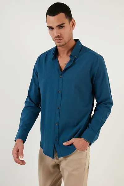 Рубашка стандартного кроя из 100 % хлопка с воротником на пуговицах CF20S111871 Buratti, индиго