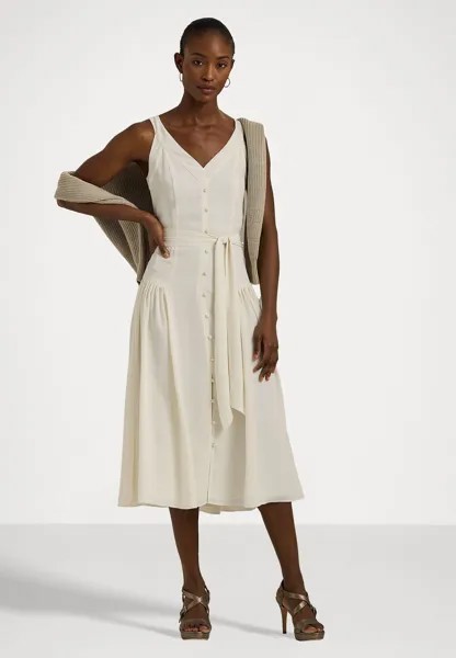 Повседневное платье BELTED GEORGETTE SLEEVELESS DRESS Ralph Lauren, кремовый